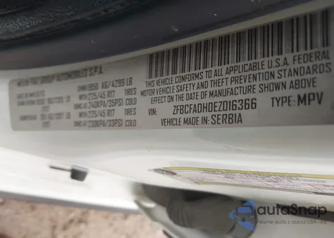 2014 Fiat 500L Trekking from USA, damaged, VIN ZFBCFADH0EZ016366